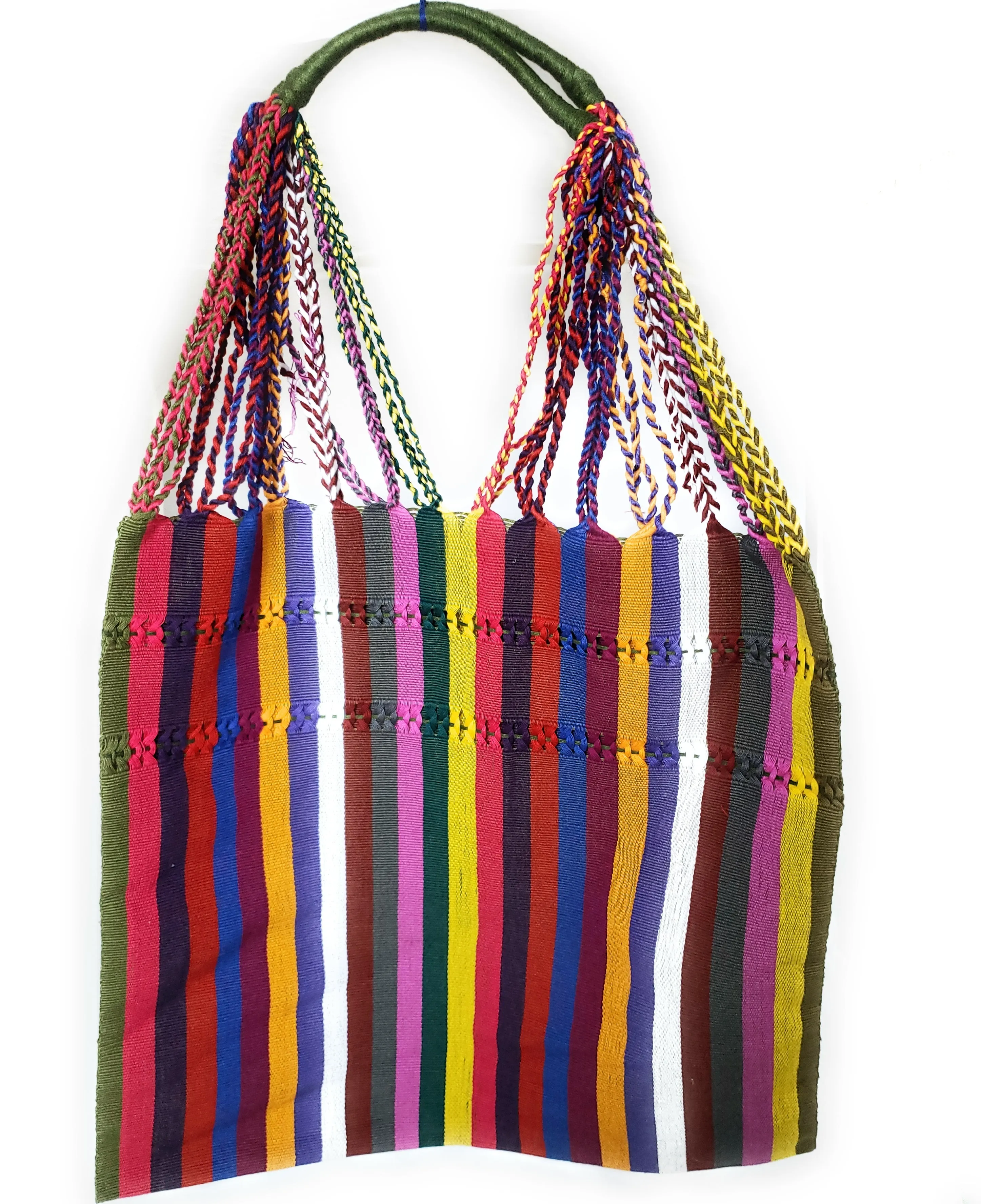 Mexican Striped Hammock Bag Woven Tote Chiapas Women's Handmade