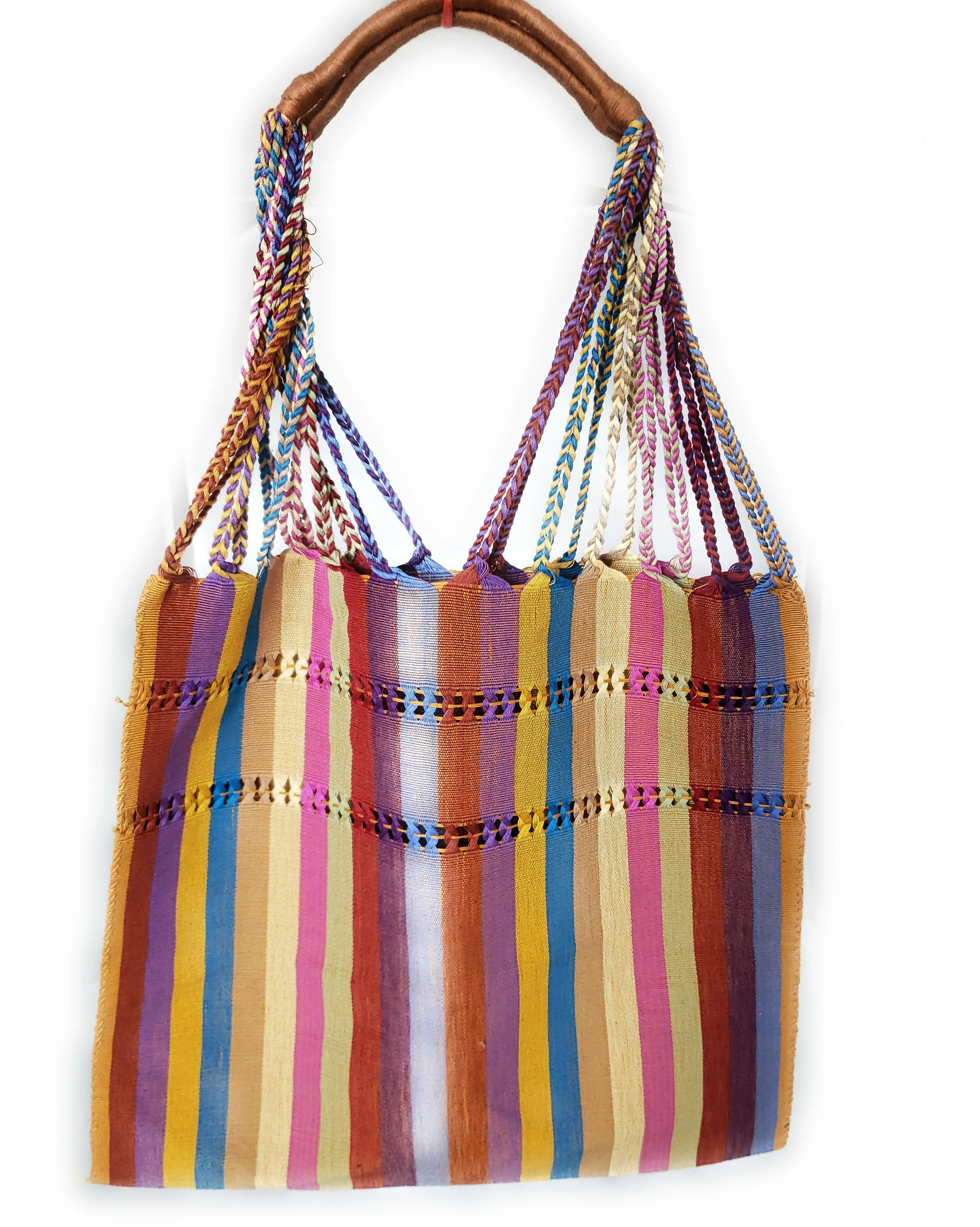 Mexican Striped Hammock Bag Woven Tote Chiapas Women's Handmade