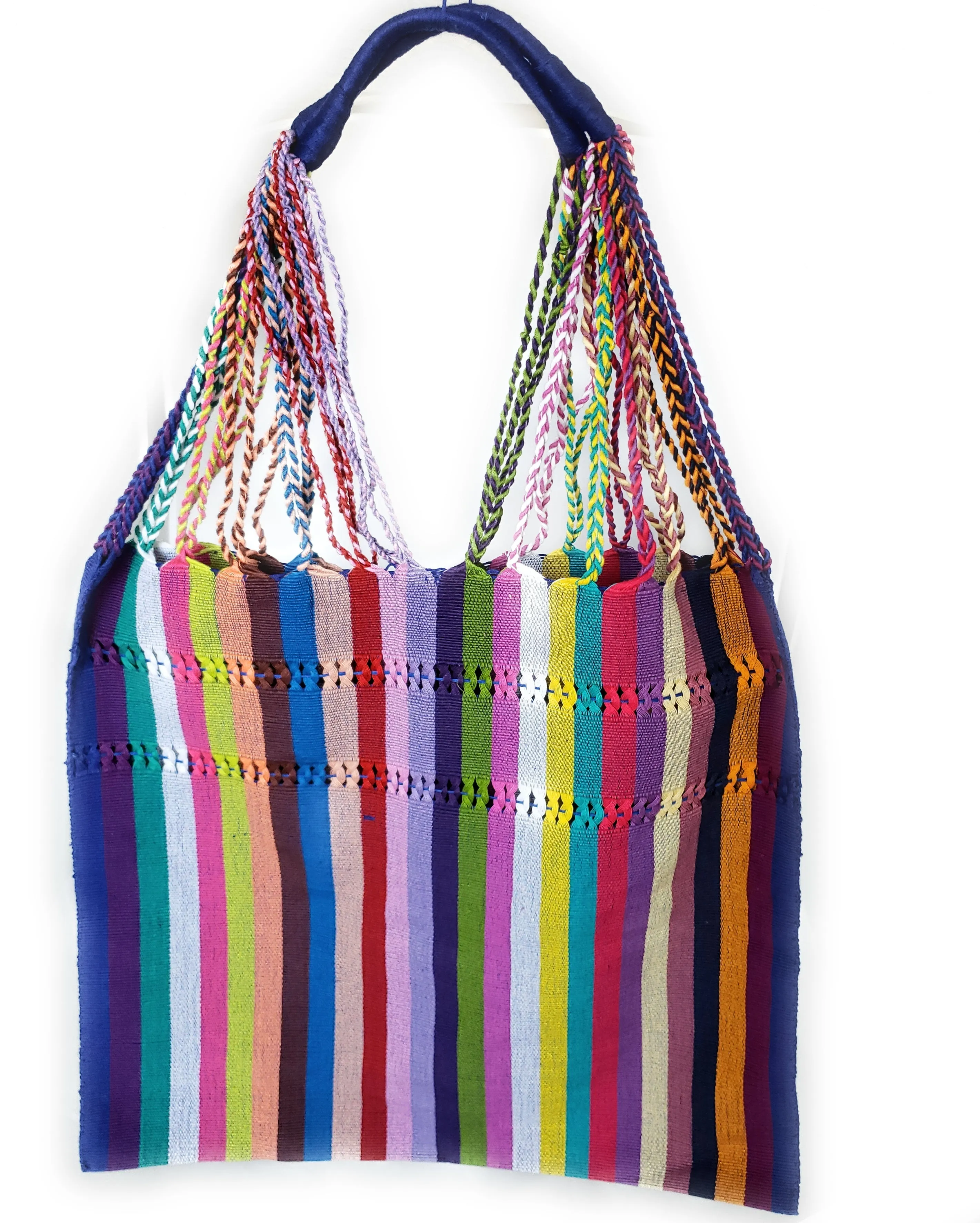 Mexican Striped Hammock Bag Woven Tote Chiapas Women's Handmade