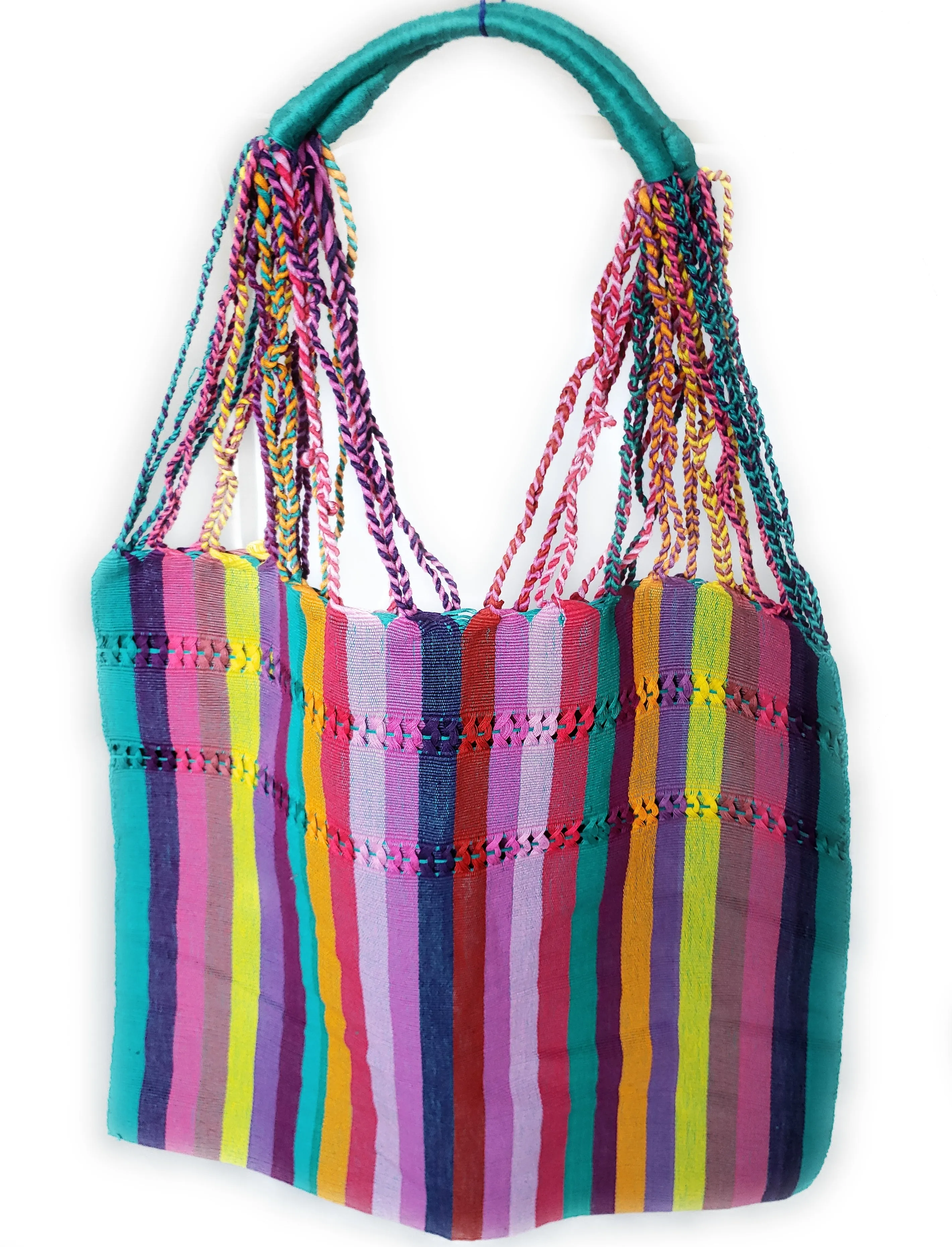 Mexican Striped Hammock Bag Woven Tote Chiapas Women's Handmade