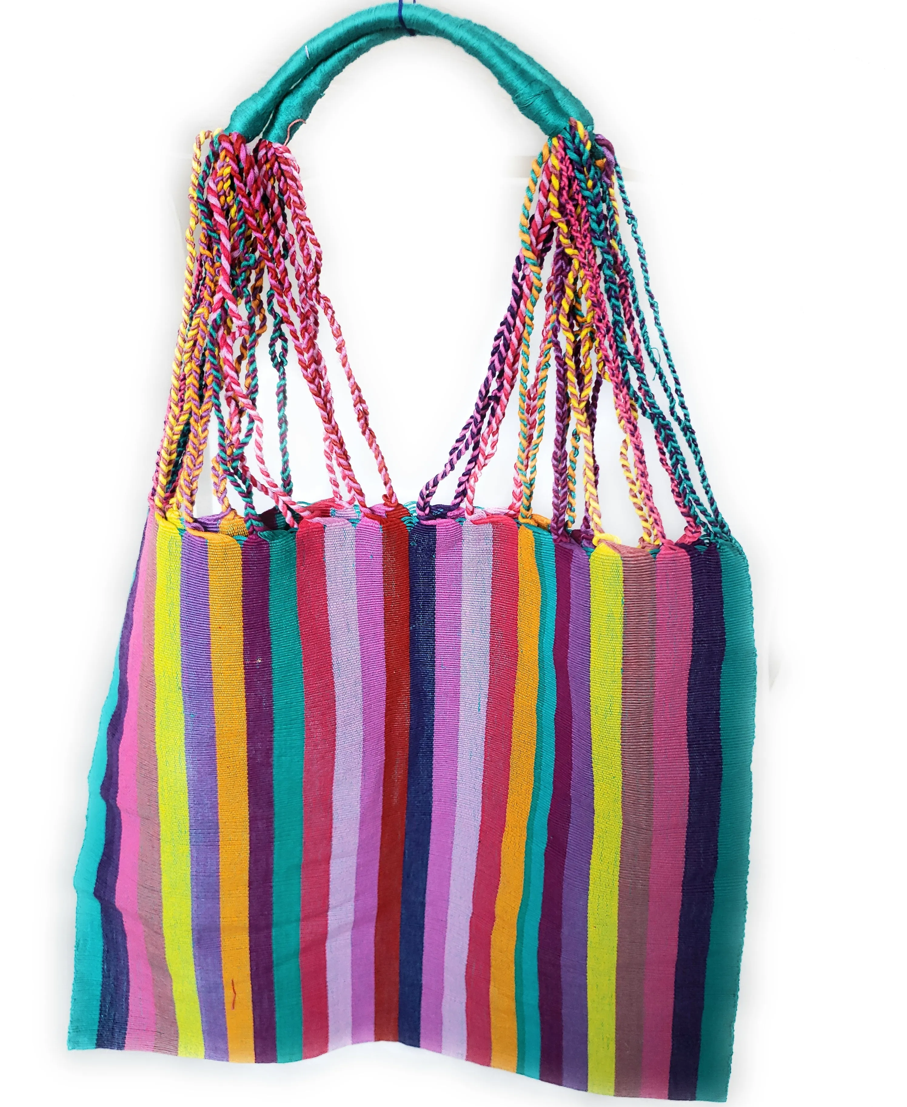 Mexican Striped Hammock Bag Woven Tote Chiapas Women's Handmade