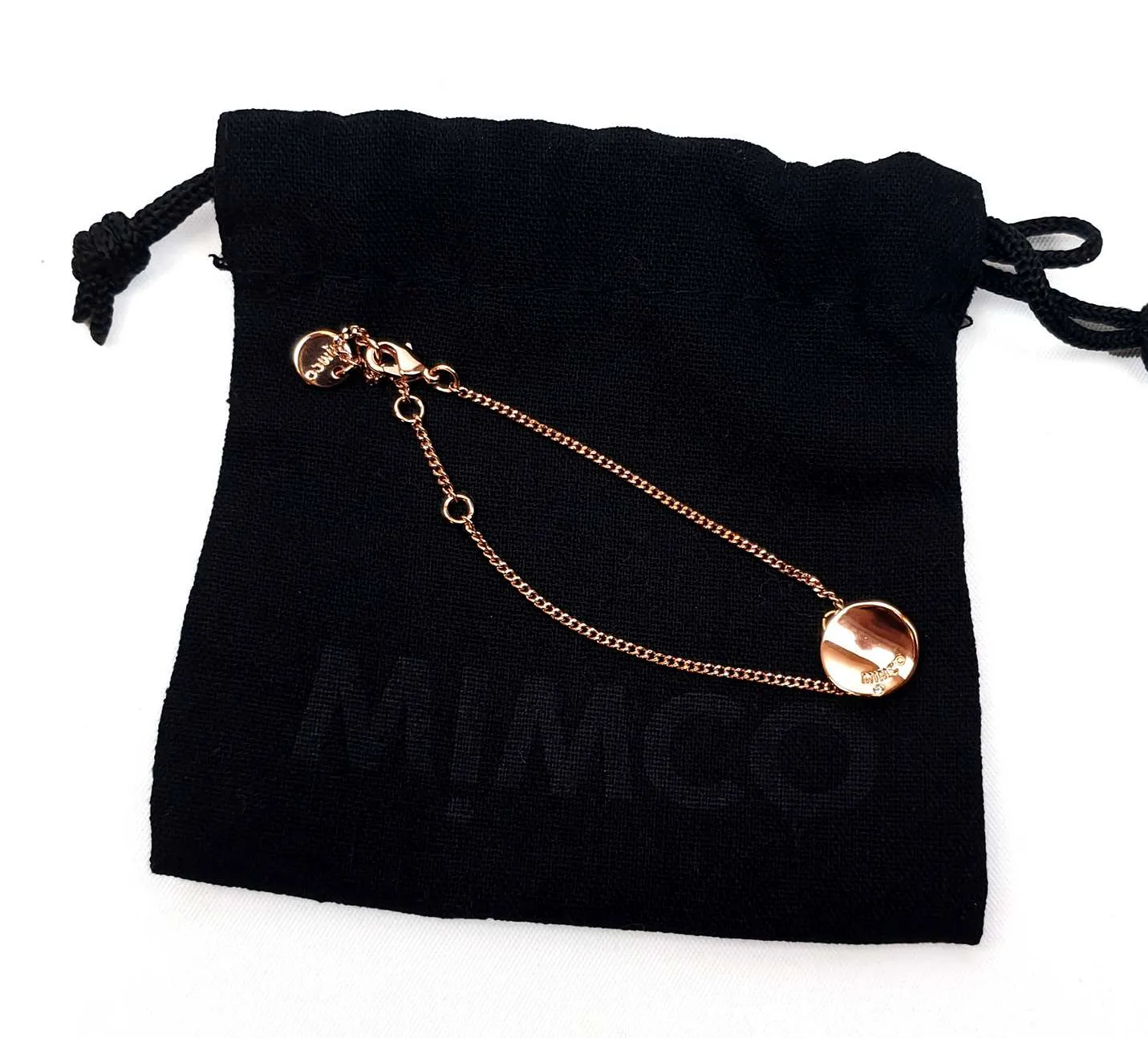 Mimco delicate bronze coloured  bracelet with diamante charm