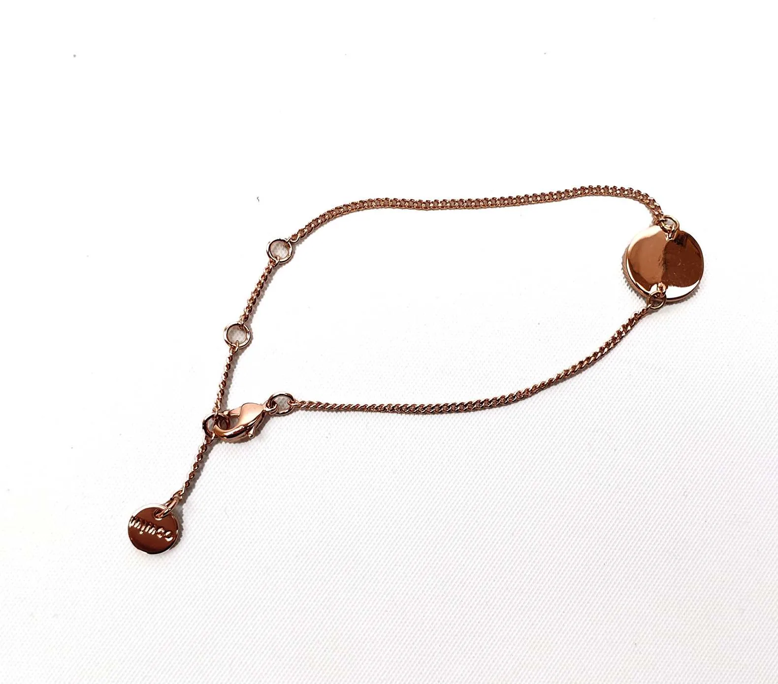 Mimco delicate bronze coloured  bracelet with diamante charm