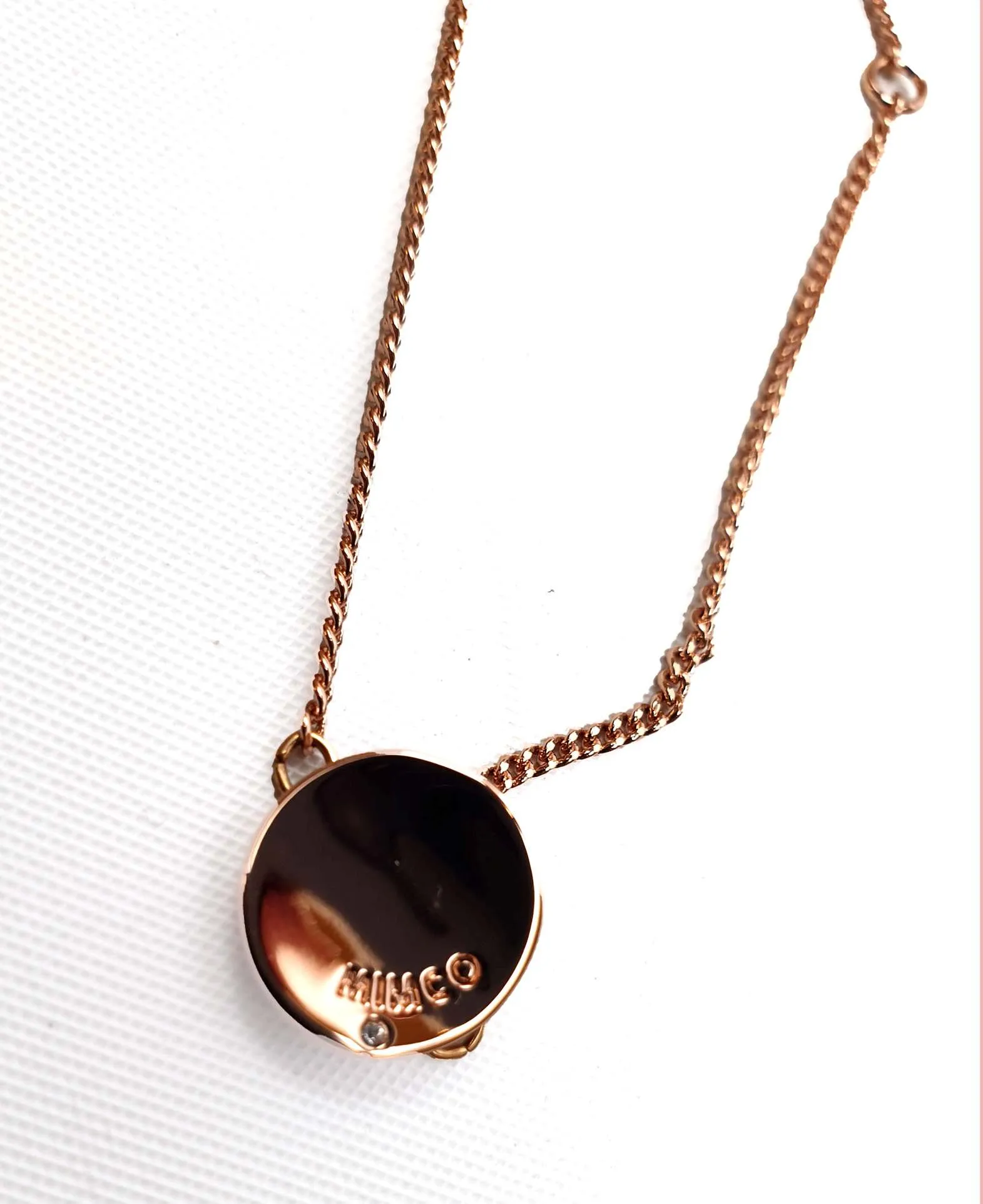 Mimco delicate bronze coloured  bracelet with diamante charm