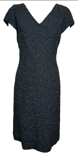 Mingolini Guggenheim Late 50s Early 60s Black Beaded Dress on Lace