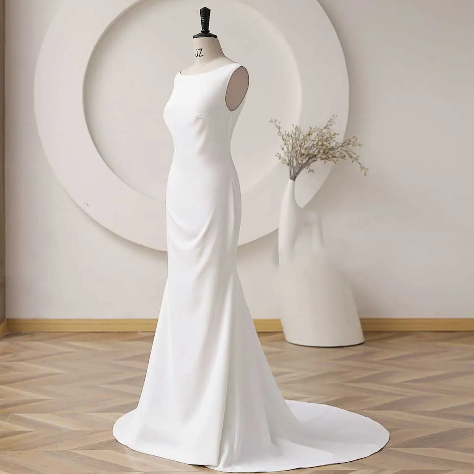 Minimalist Destination Crepe Wedding Dress ET3057