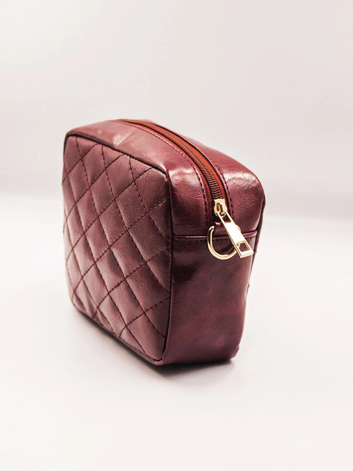 Minimalist Quilted Chain Crossbody Bag - Burgundy - FD ⚡