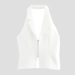 Minimalist Zippered Halter Neck Vests