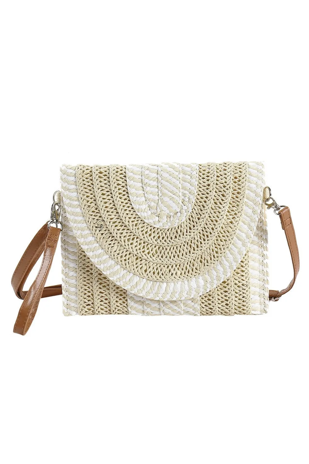 MIXED STRIPED STRAW CLUTCH & CROSSBODY