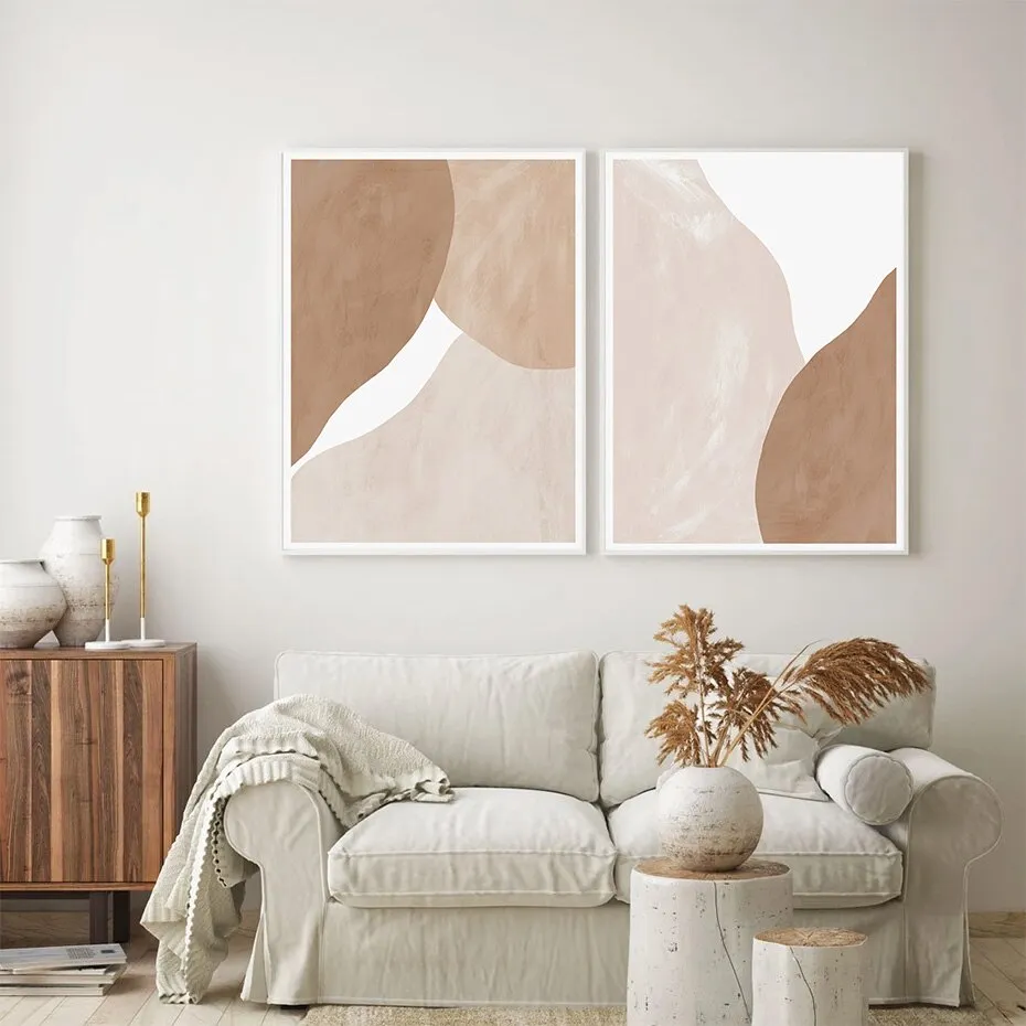 Modern Beige Brown Abstract Geometric