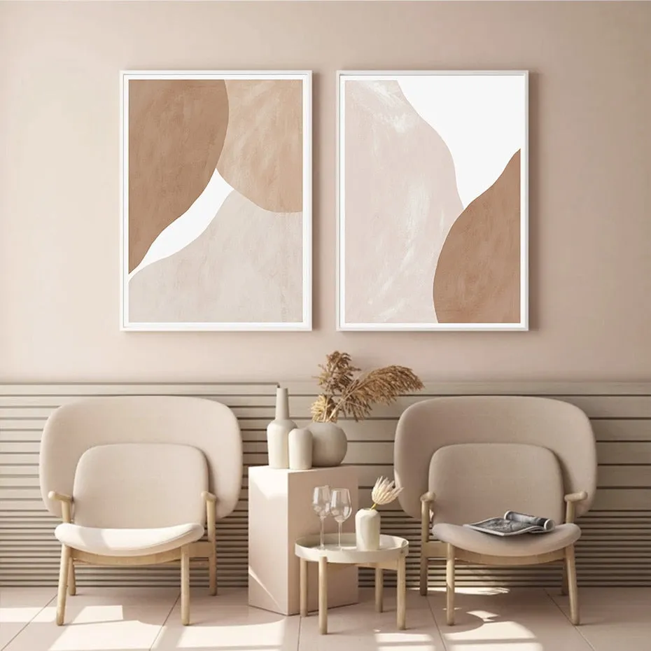 Modern Beige Brown Abstract Geometric