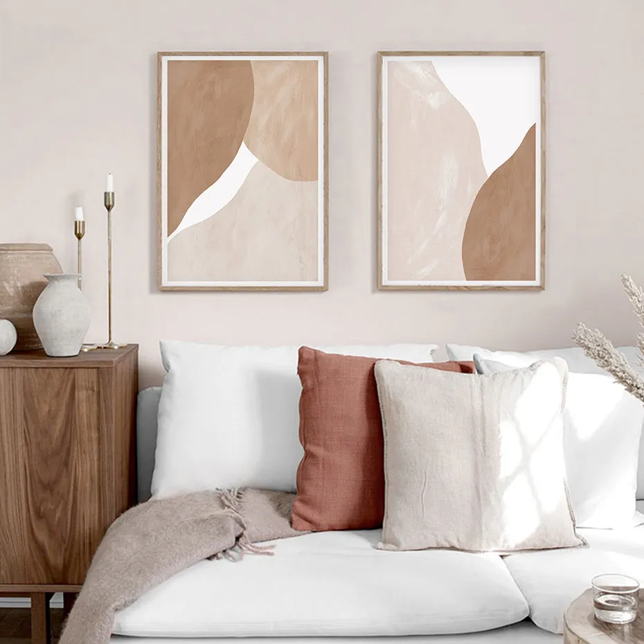 Modern Beige Brown Abstract Geometric