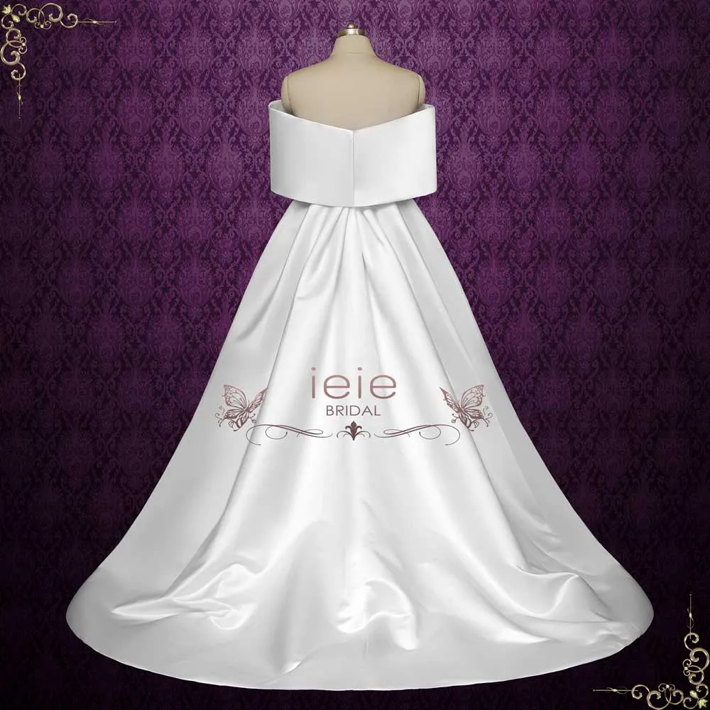 Modern Off the Shoulder Satin Fitted Wedding Dress NELSON