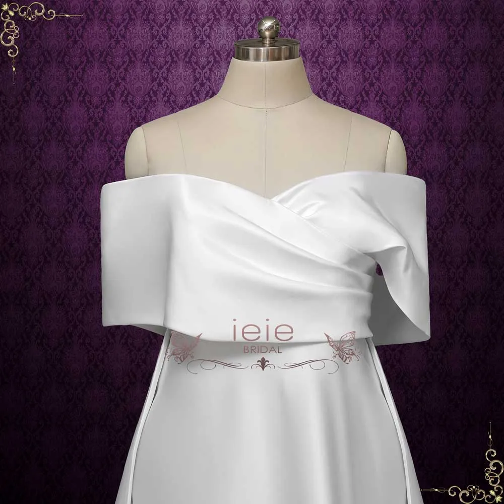 Modern Off the Shoulder Satin Fitted Wedding Dress NELSON