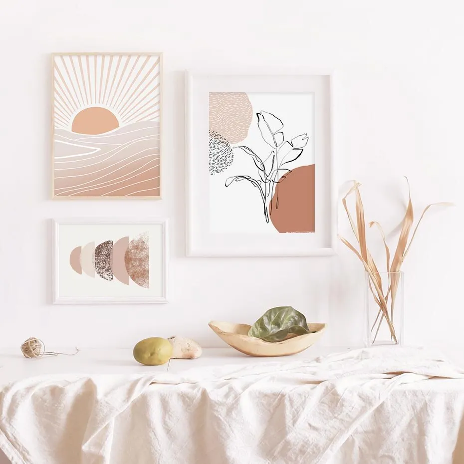 Modern Terracotta Boho Sun Moon Wall Art