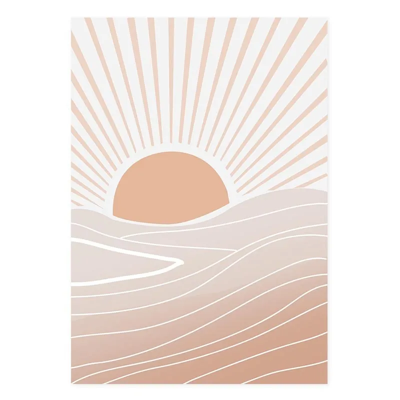 Modern Terracotta Boho Sun Moon Wall Art