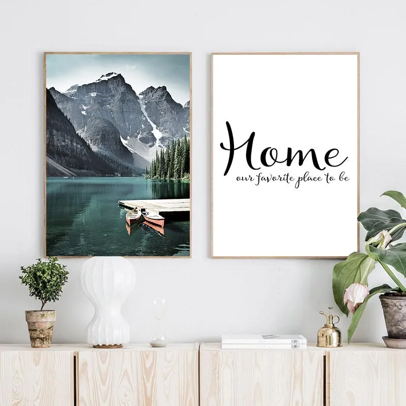 Mountain Lake Waterfall Wall Art