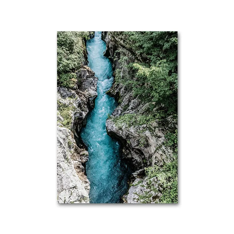 Mountain Lake Waterfall Wall Art