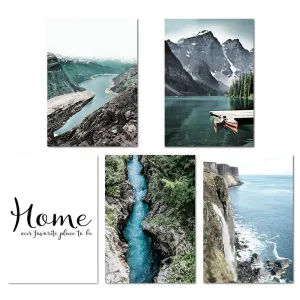 Mountain Lake Waterfall Wall Art