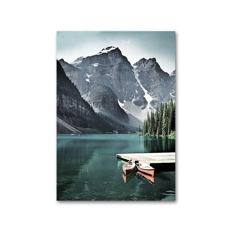 Mountain Lake Waterfall Wall Art