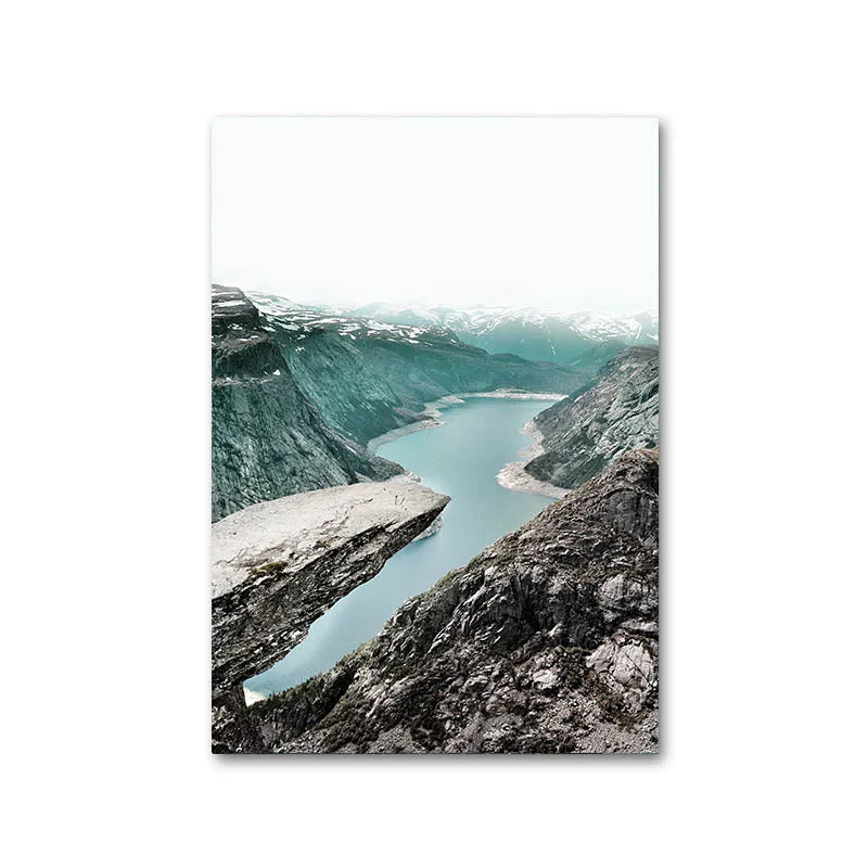 Mountain Lake Waterfall Wall Art