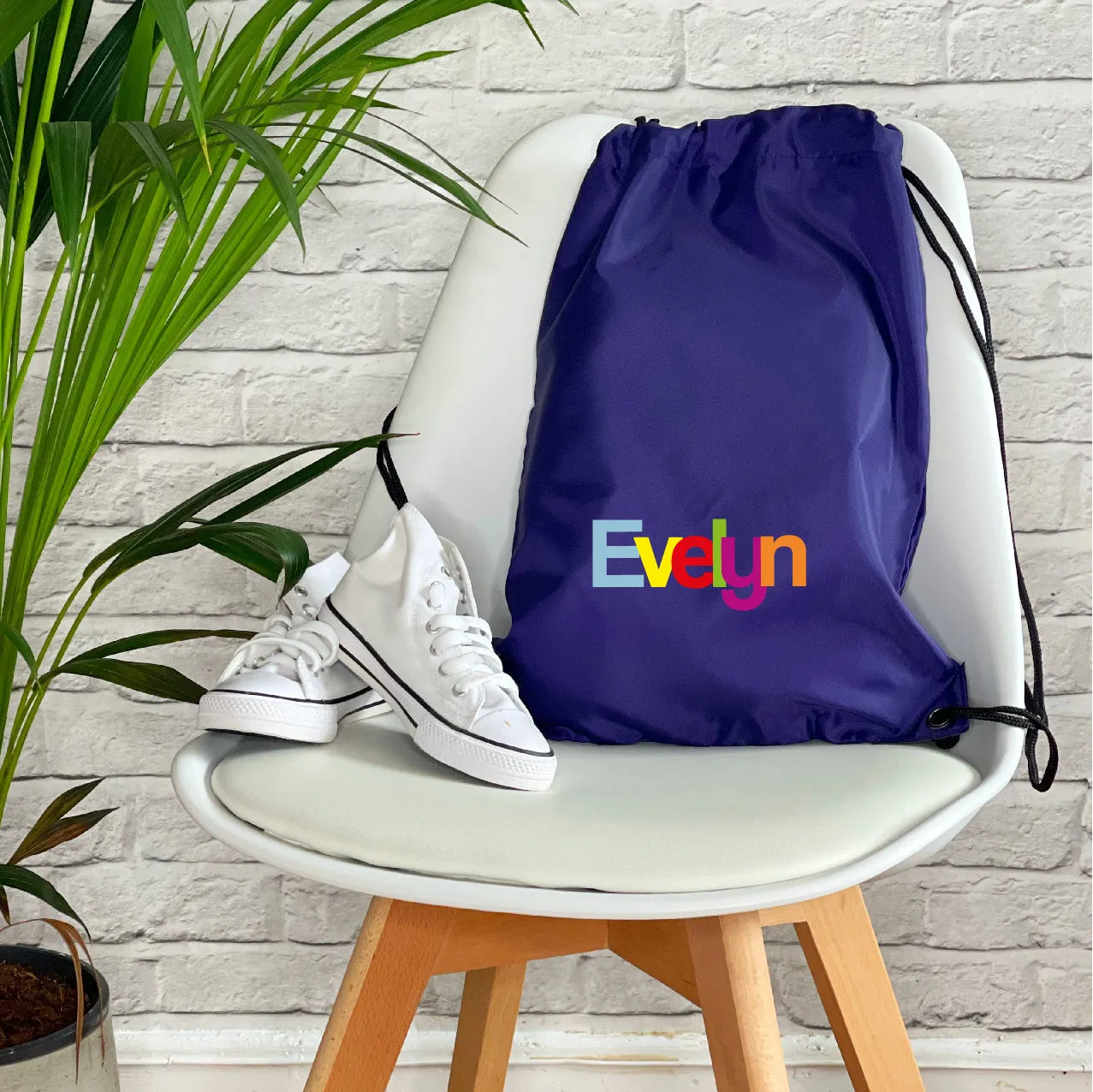 Multicoloured Name Personalised Pe Kit / Gym Bag