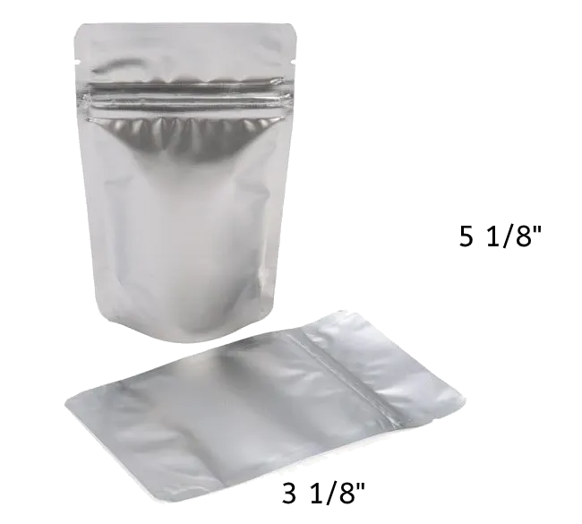 Mylar Bag Silver Metallized Opaque Zipper Pouch - 1 Gram - (100 Count)