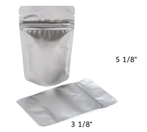 Mylar Bag Silver Metallized Opaque Zipper Pouch - 1 Gram - (100 Count)