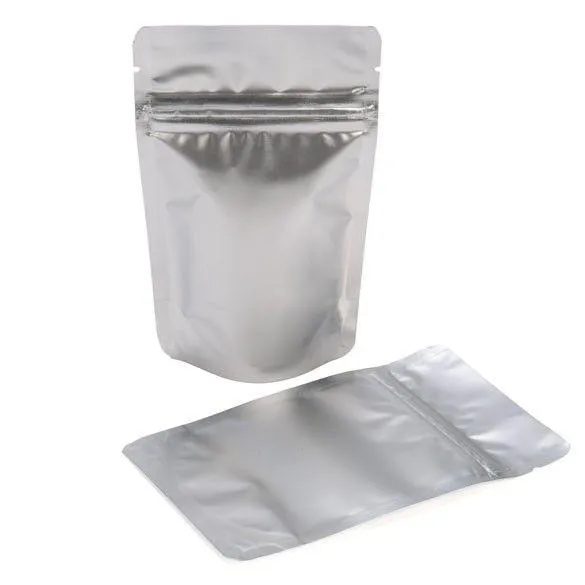 Mylar Bag Silver Metallized Opaque Zipper Pouch - 1 Gram - (100 Count)