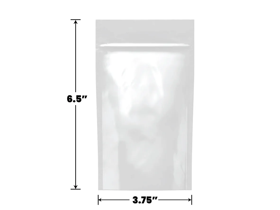 Mylar Bag White/Clear - 1/4 Oz - 7 Grams - 4" x 6.5" - (100 to 50,000 Count)