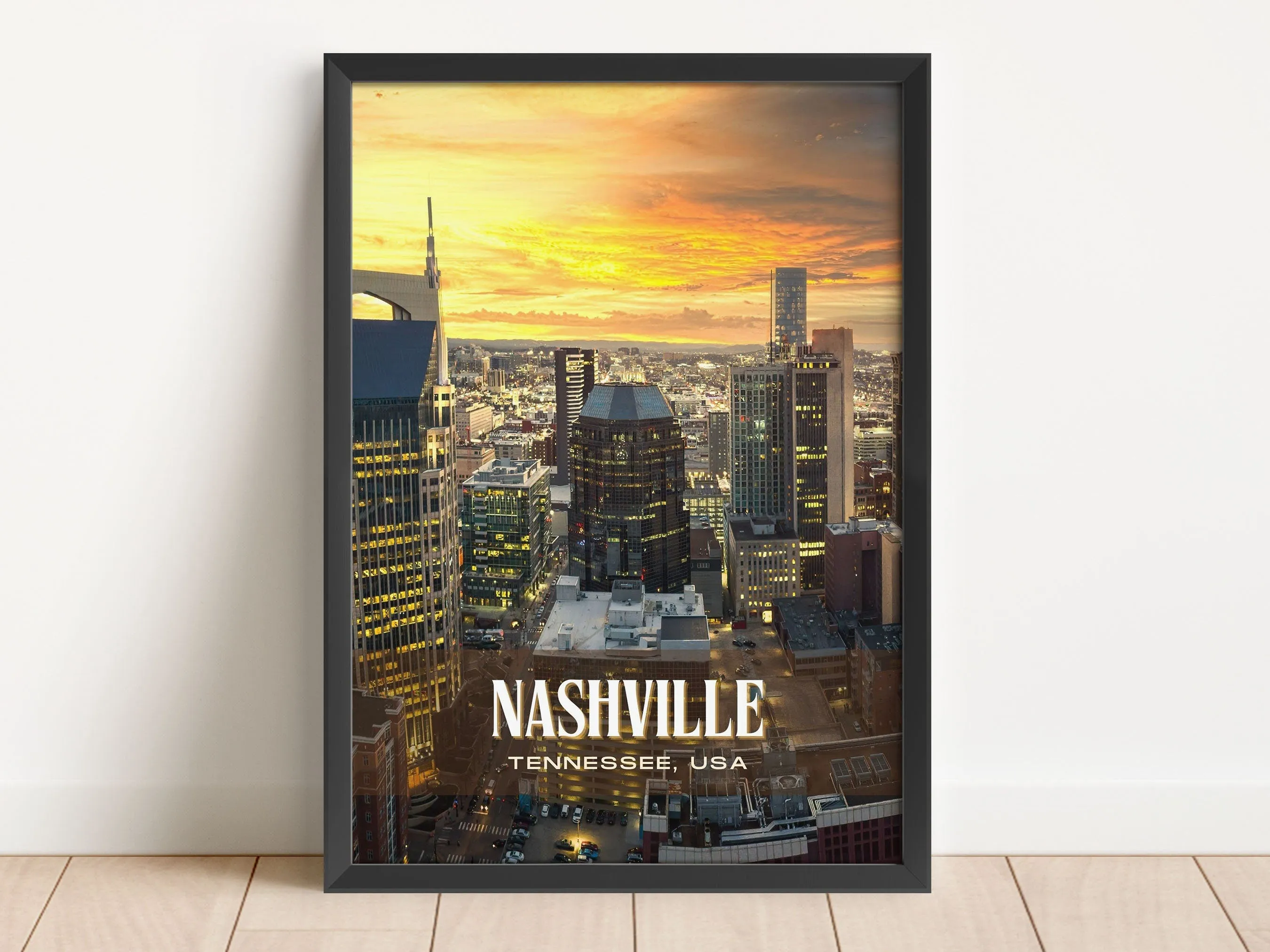 Nashville Retro Wall Art, Tennessee, USA