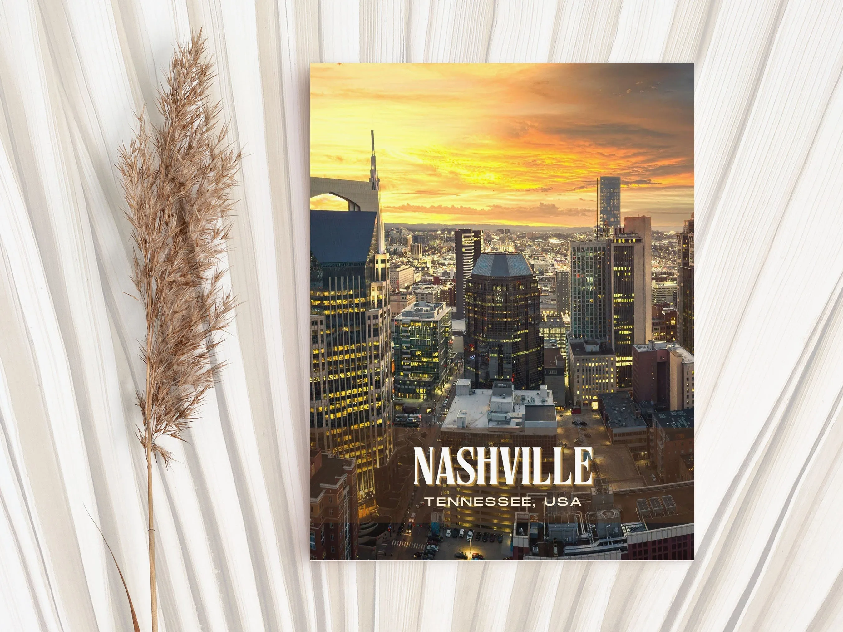 Nashville Retro Wall Art, Tennessee, USA