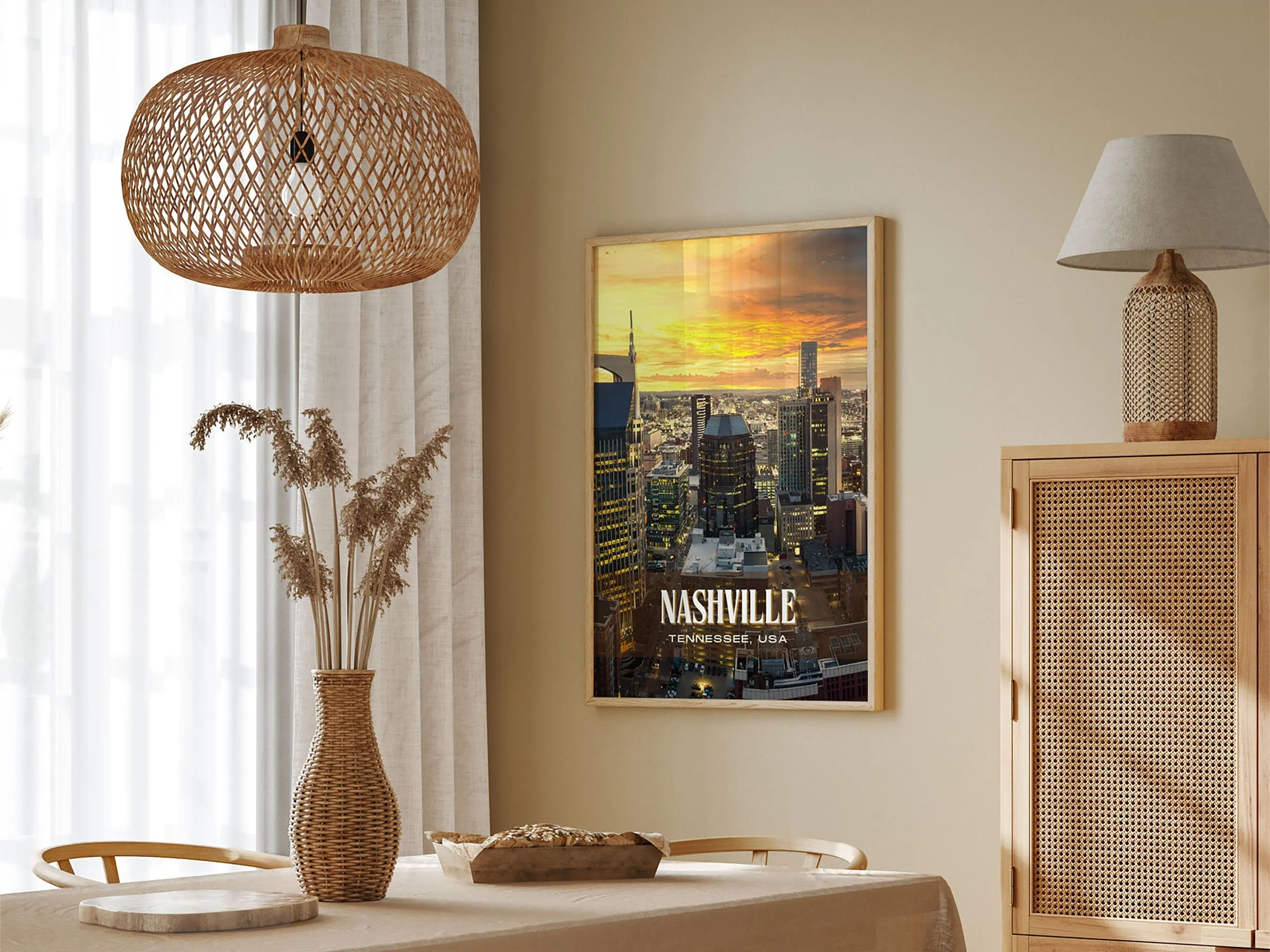 Nashville Retro Wall Art, Tennessee, USA