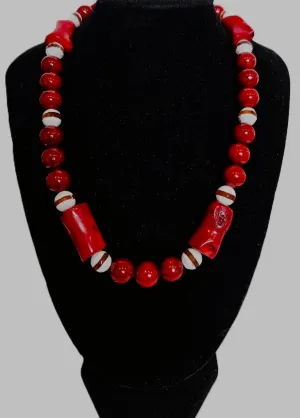 Natural Stone Coral & Fossil beaded Necklace by Tonnie's Chest