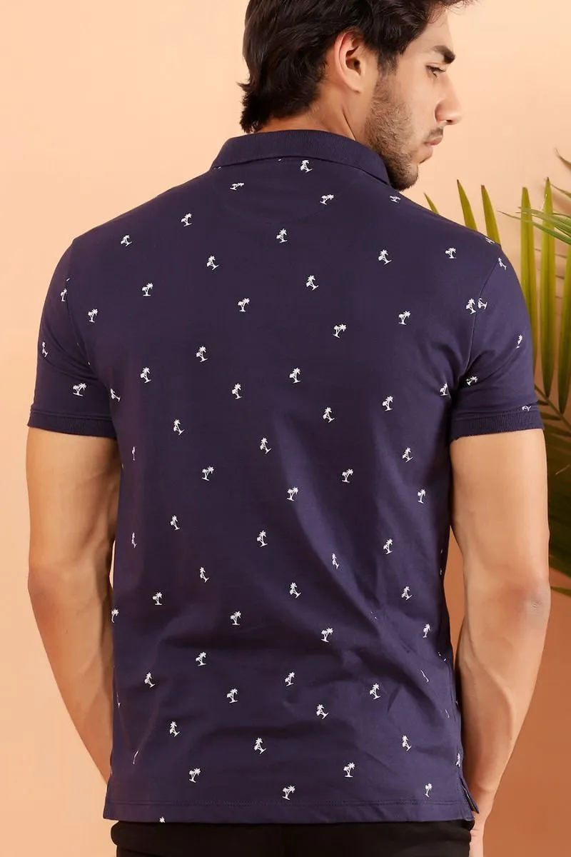 Navy Printed Polo