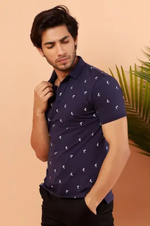 Navy Printed Polo