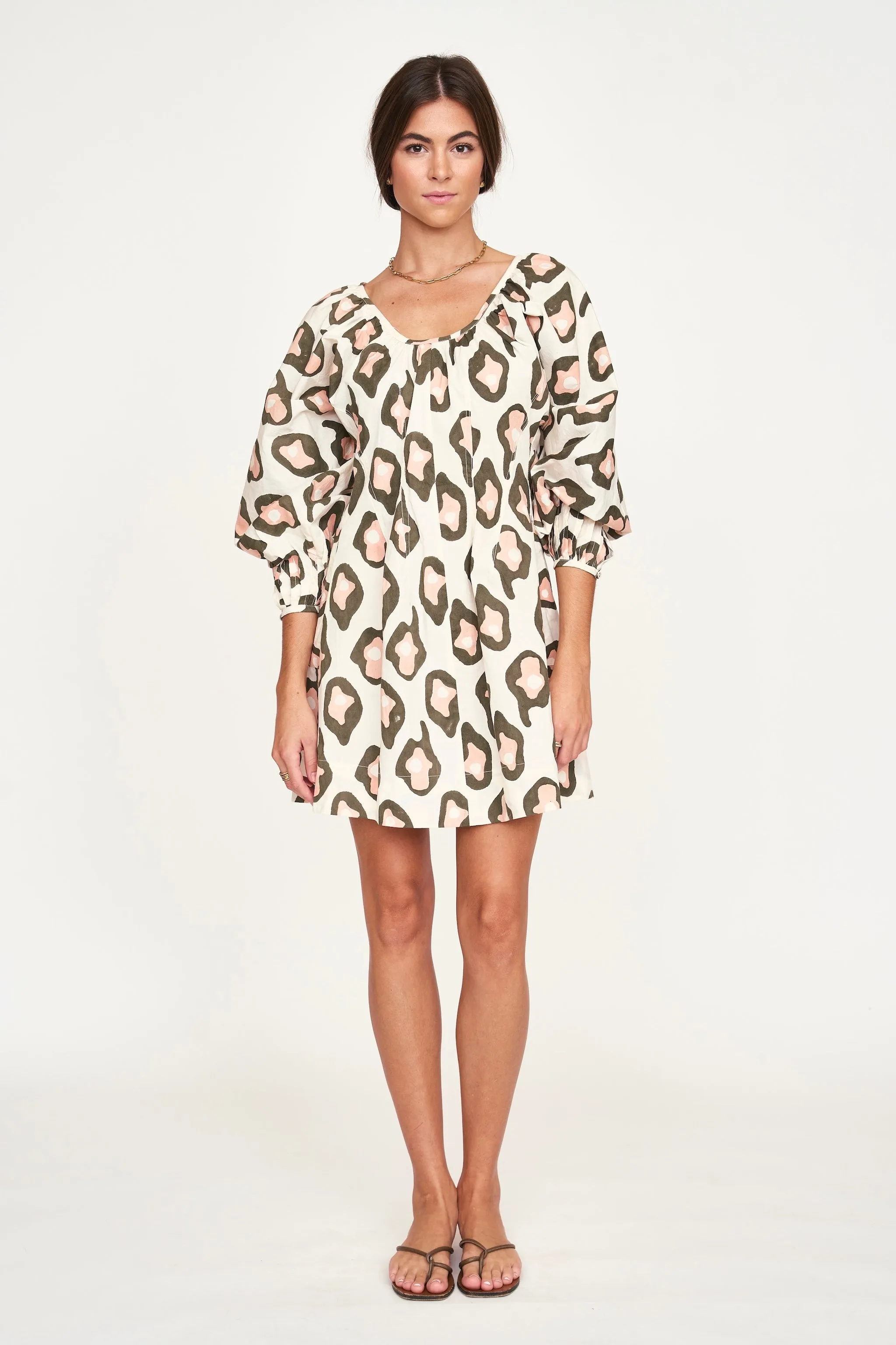 Naxos Dress in Oyster Print