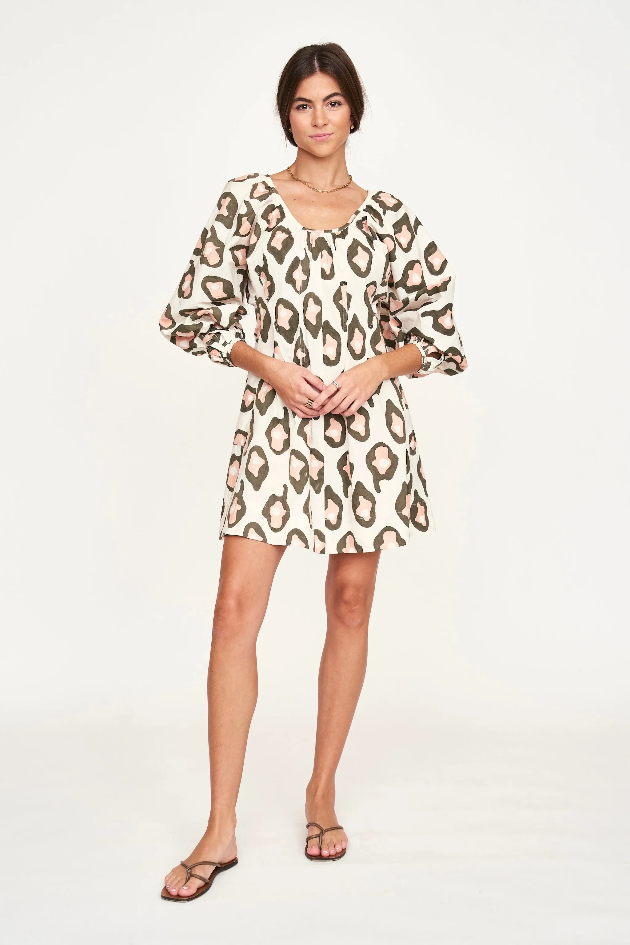 Naxos Dress in Oyster Print