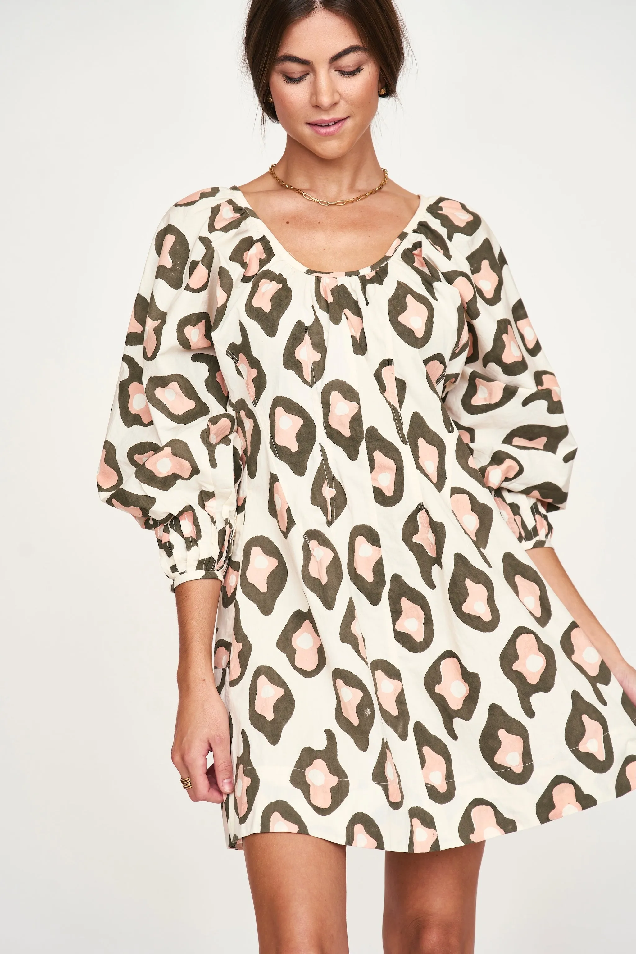 Naxos Dress in Oyster Print