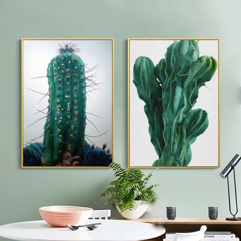 Nordic Red Blue Cactus Wall Art