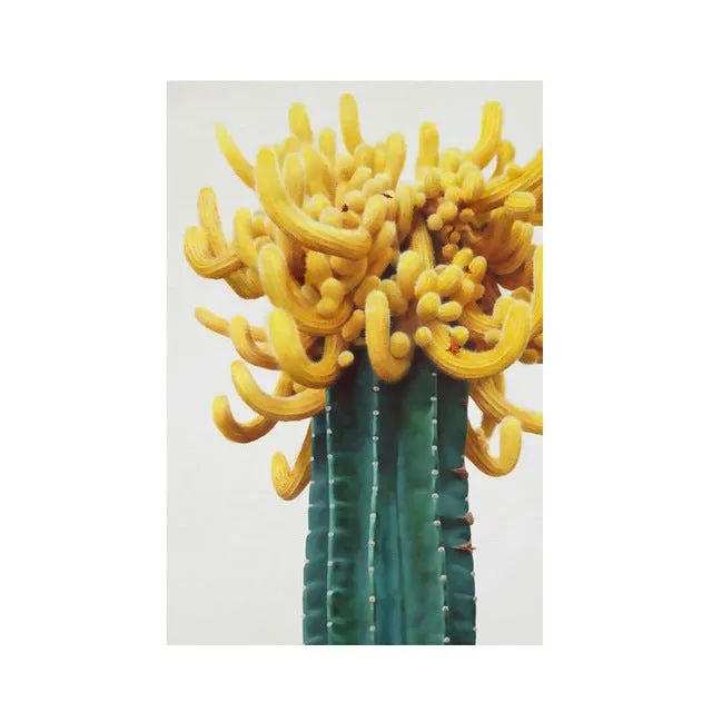 Nordic Red Blue Cactus Wall Art