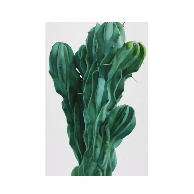 Nordic Red Blue Cactus Wall Art