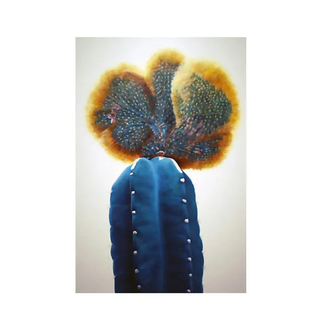 Nordic Red Blue Cactus Wall Art