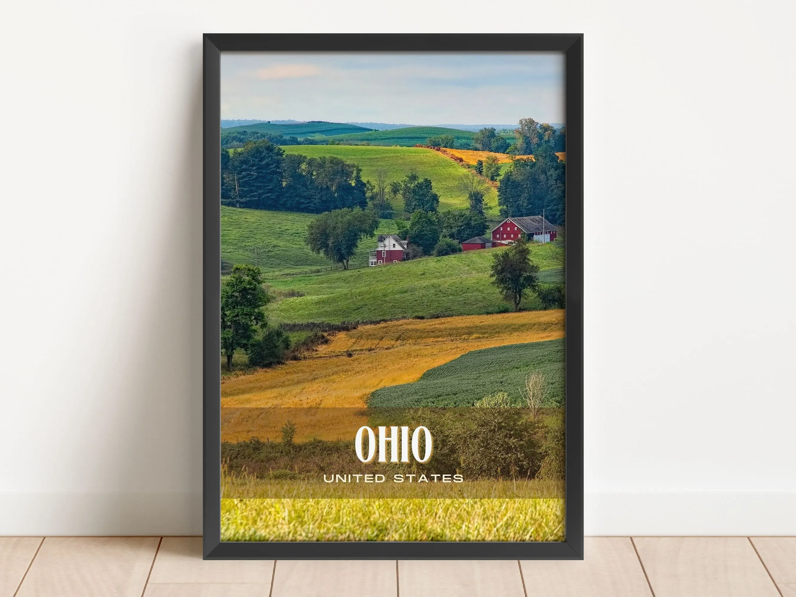 Ohio Retro Wall Art, USA
