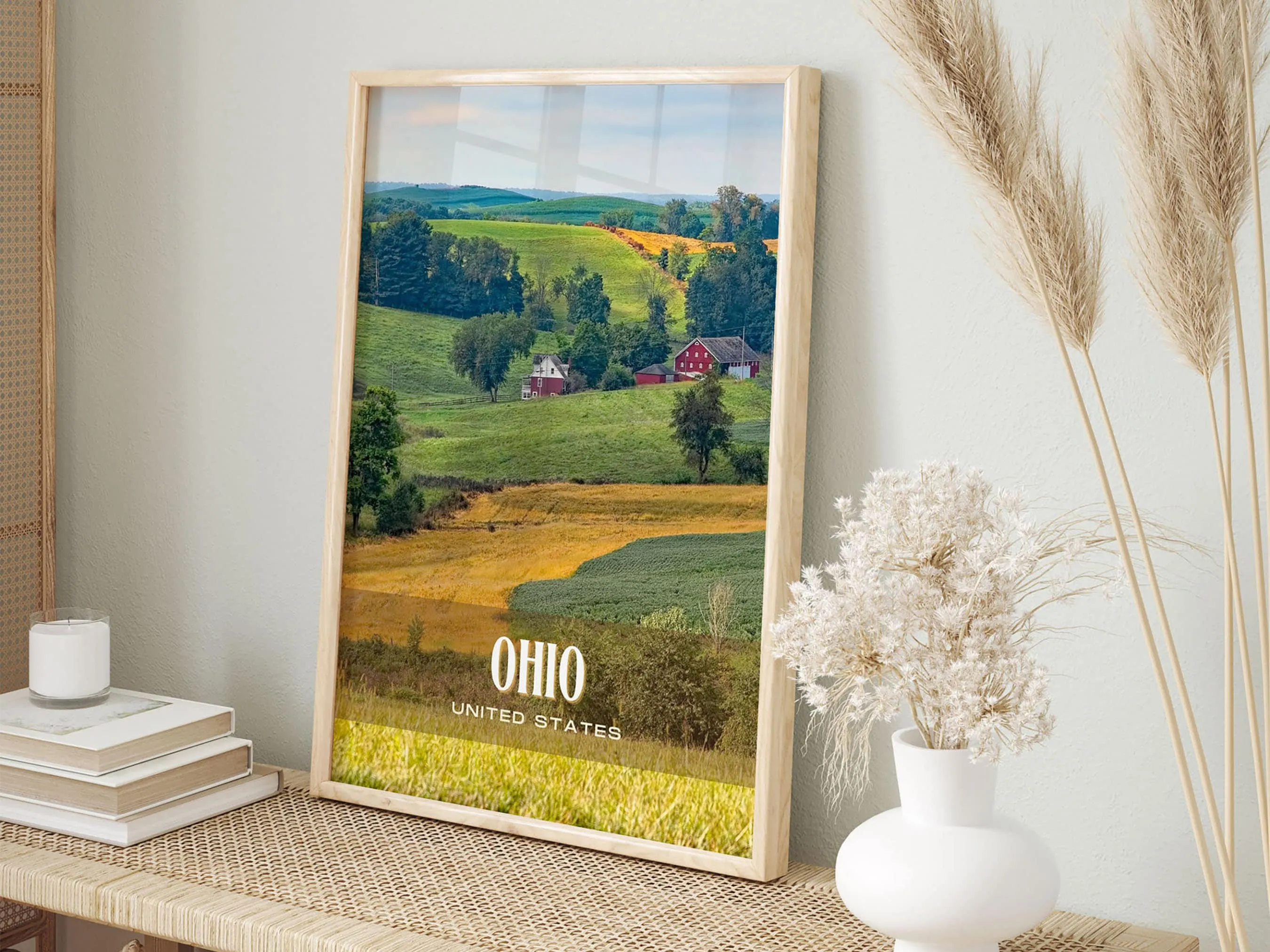 Ohio Retro Wall Art, USA