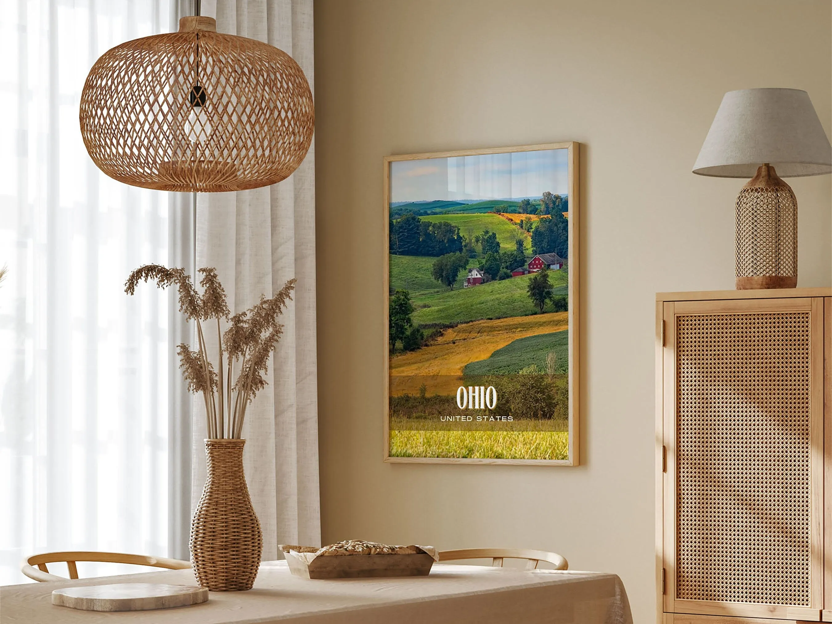 Ohio Retro Wall Art, USA