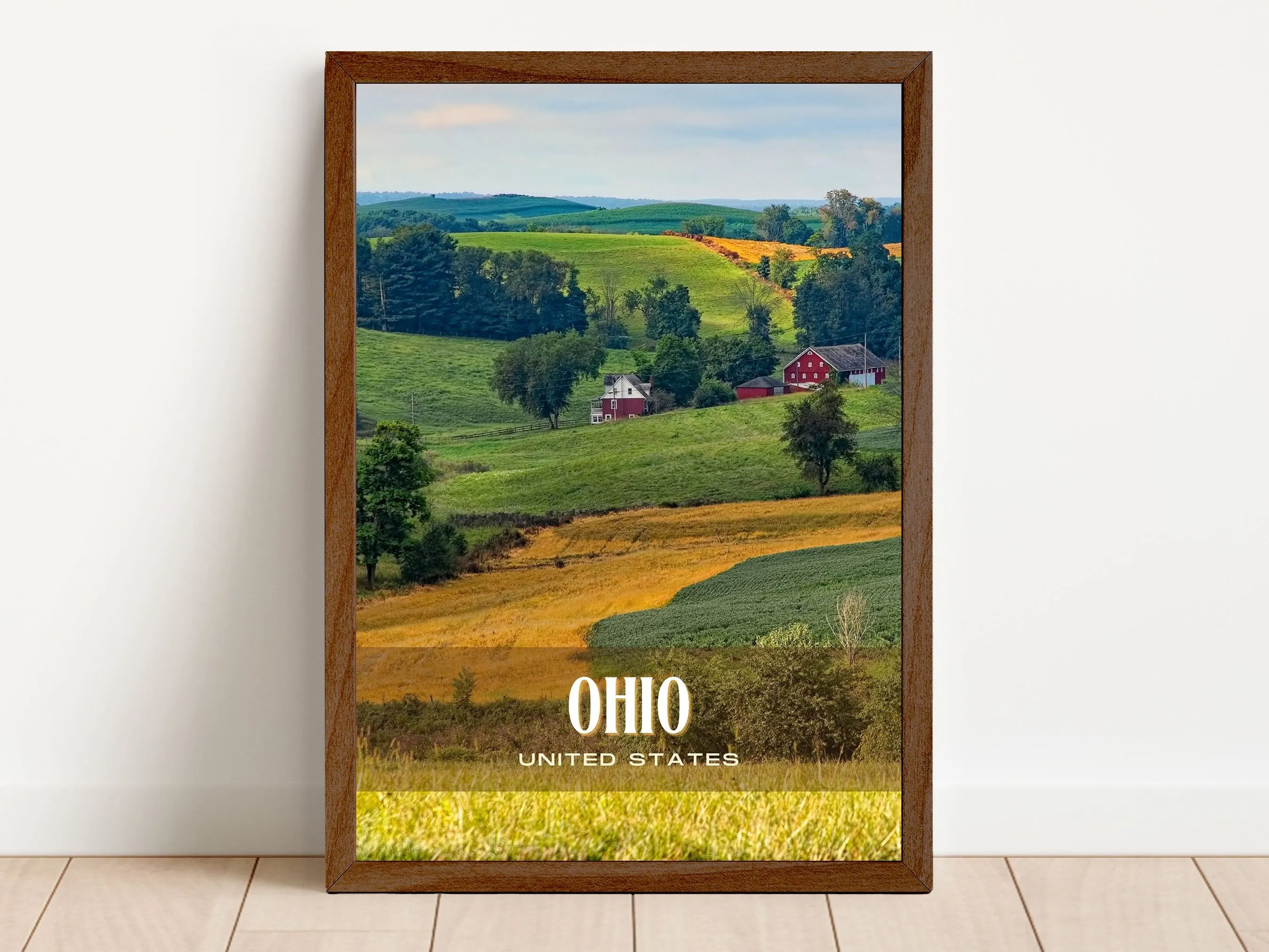 Ohio Retro Wall Art, USA
