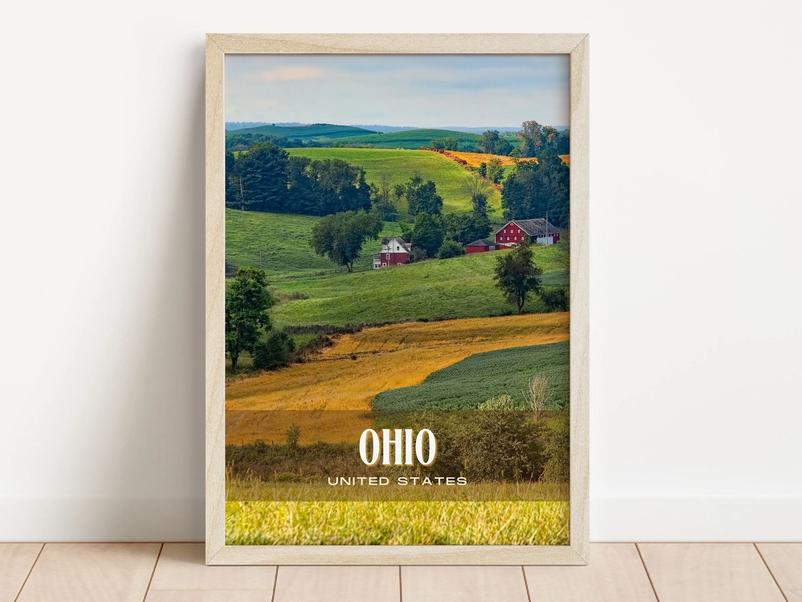 Ohio Retro Wall Art, USA