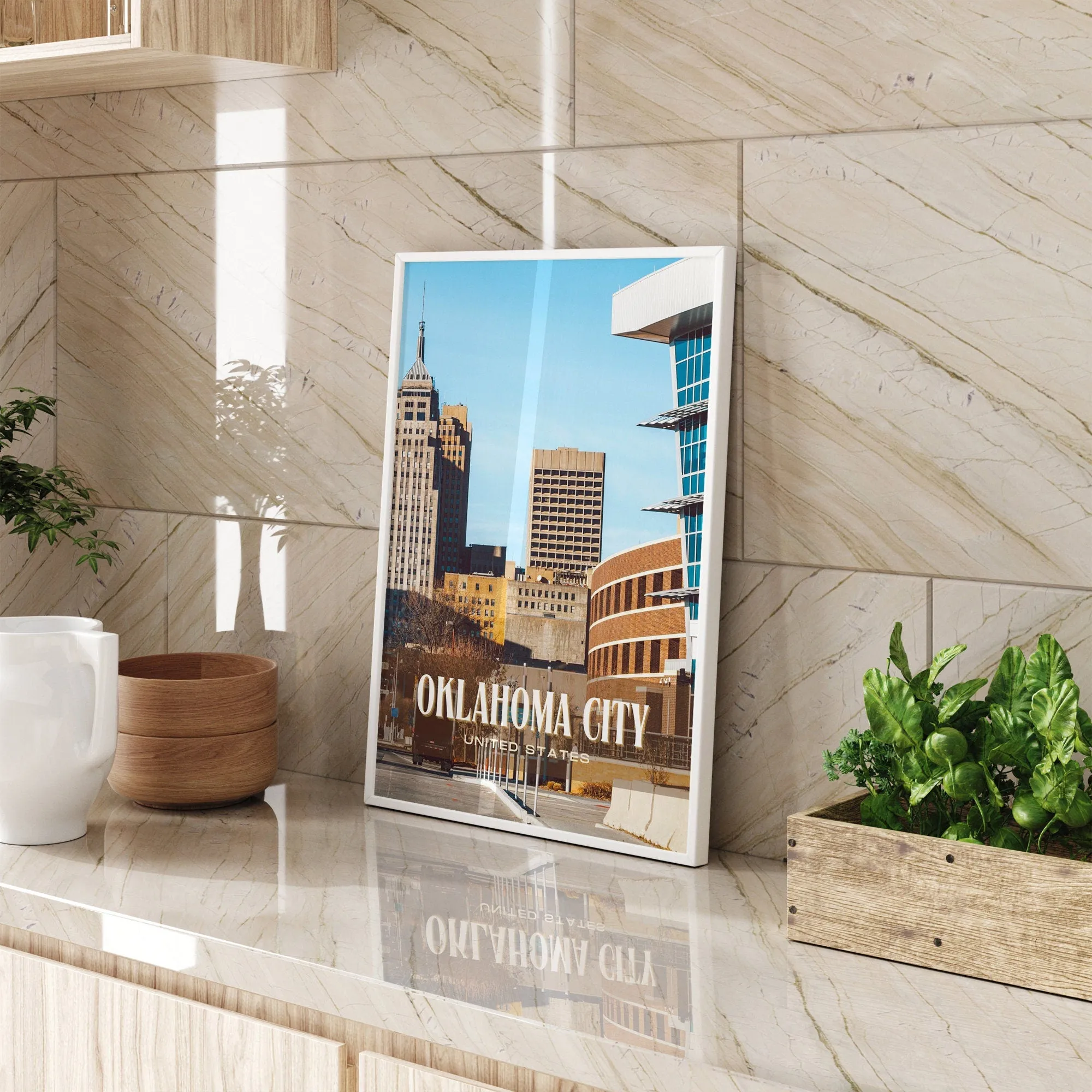 Oklahoma City Retro Wall Art, Oklahoma, USA
