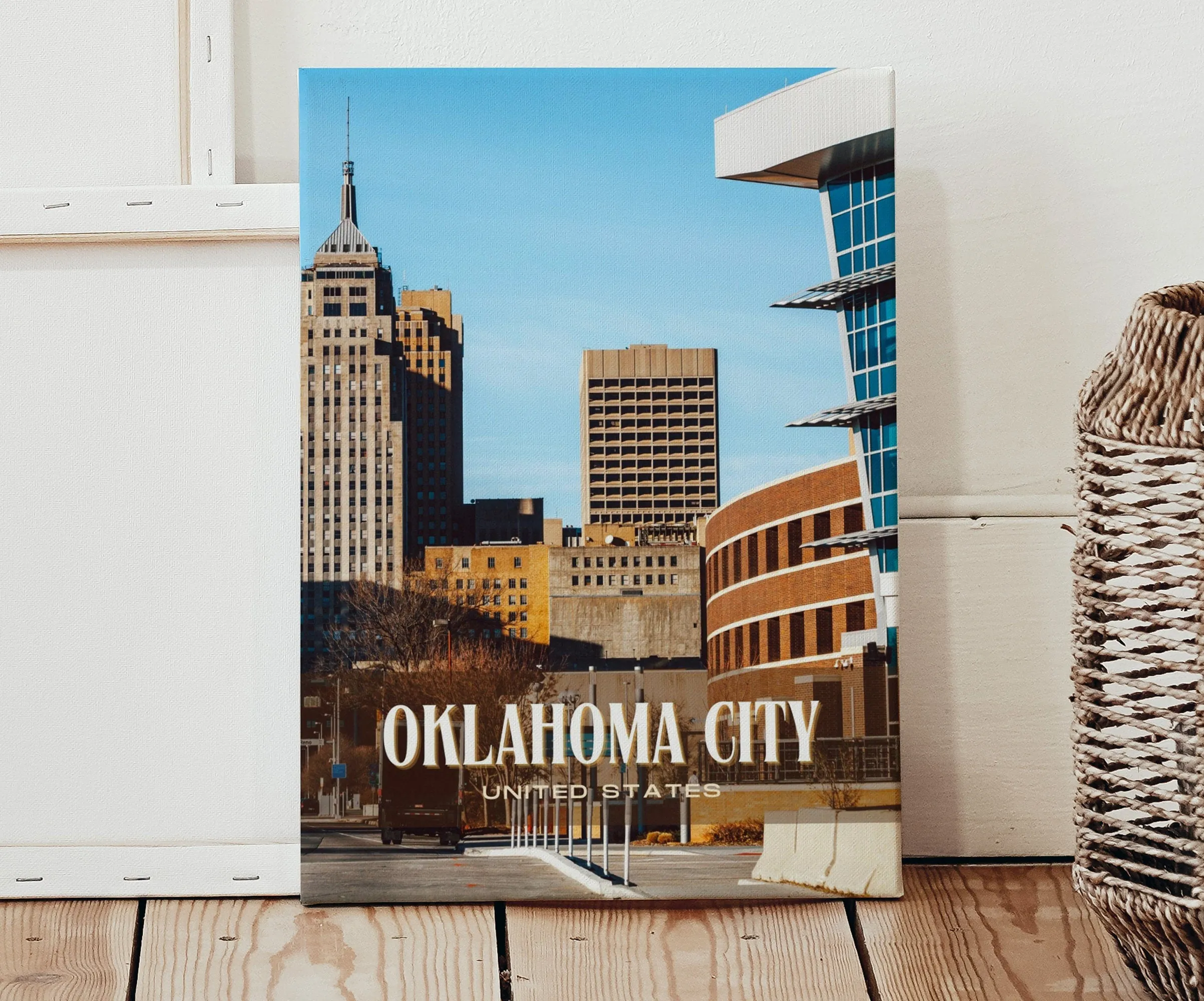 Oklahoma City Retro Wall Art, Oklahoma, USA